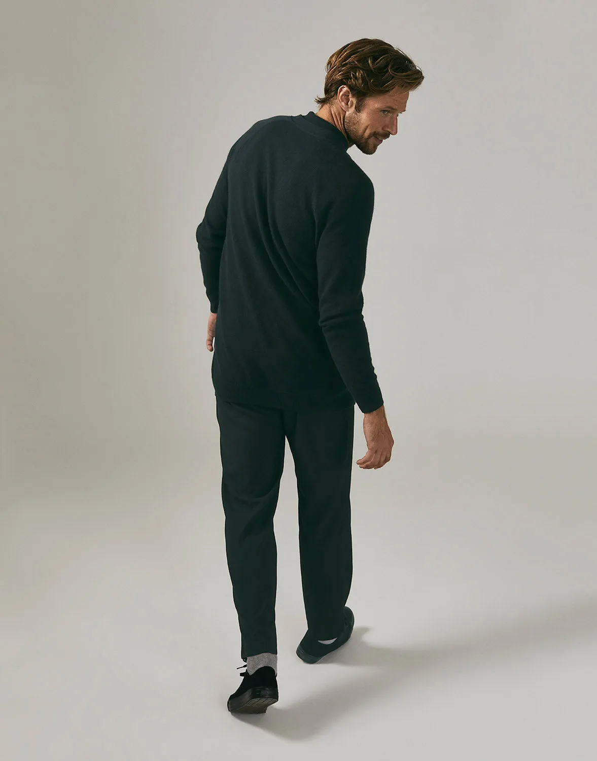 100% Cashmere longline cardigan in Black