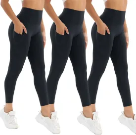 2 Pack Leggings for Women Tummy Control Workout Running Leggings with Pockets High Waisted Yoga Pants