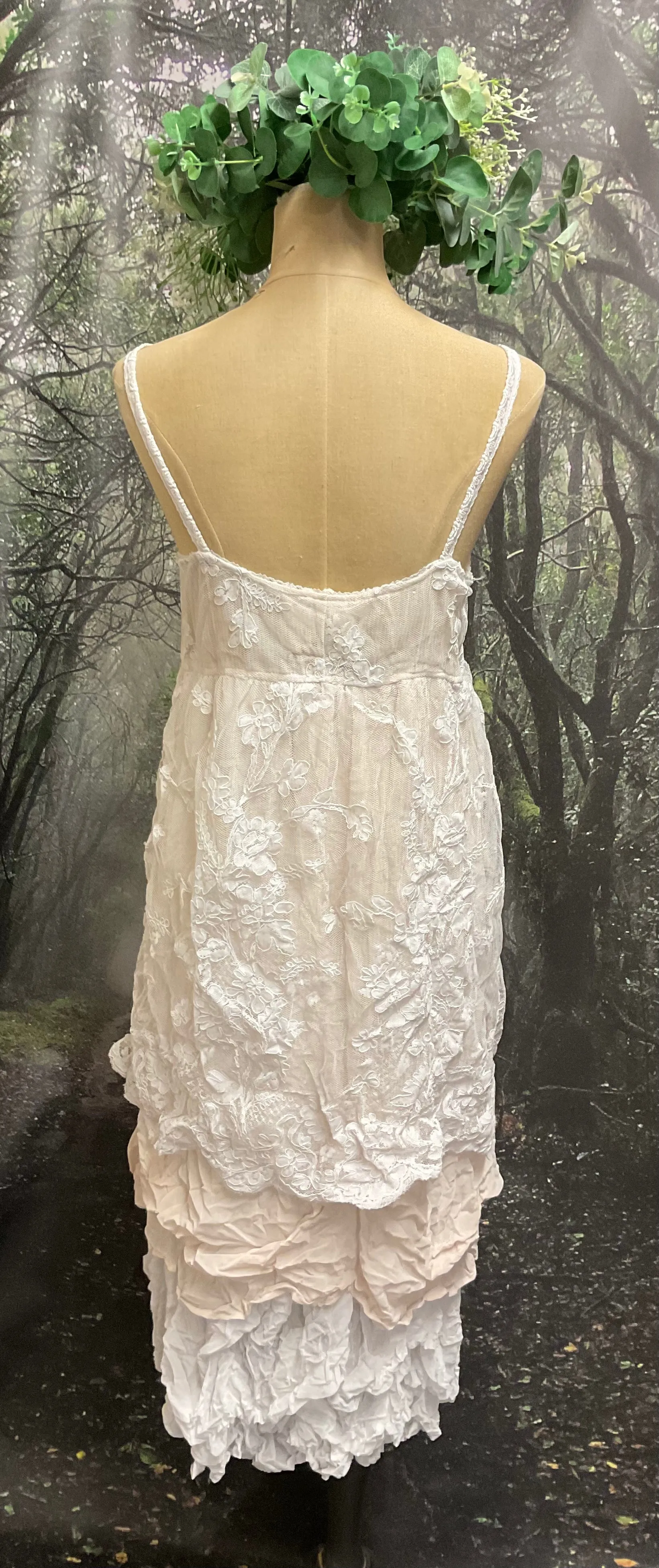 #5149 Lace and chiffon layered slip dress