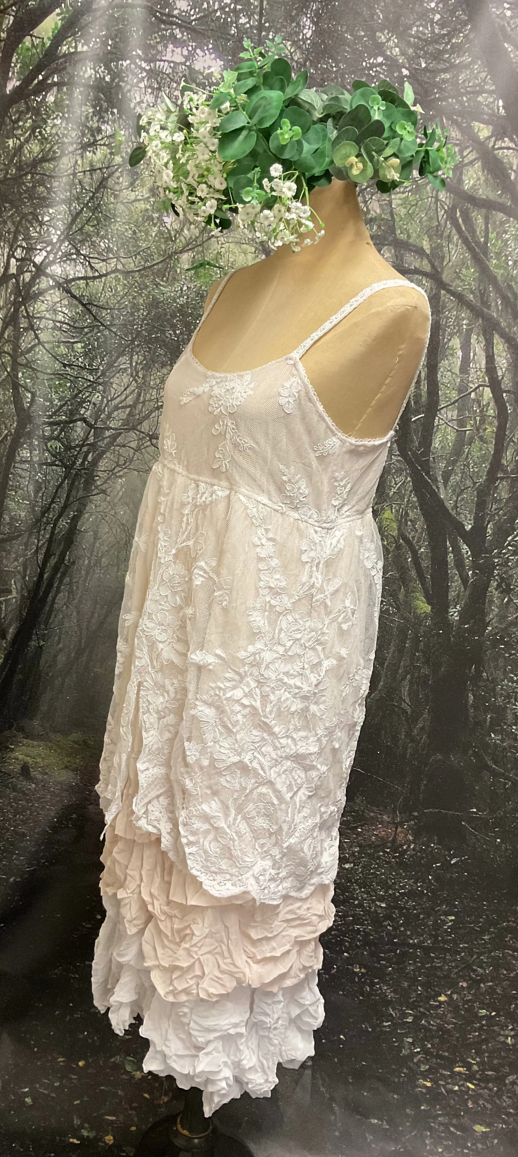 #5149 Lace and chiffon layered slip dress