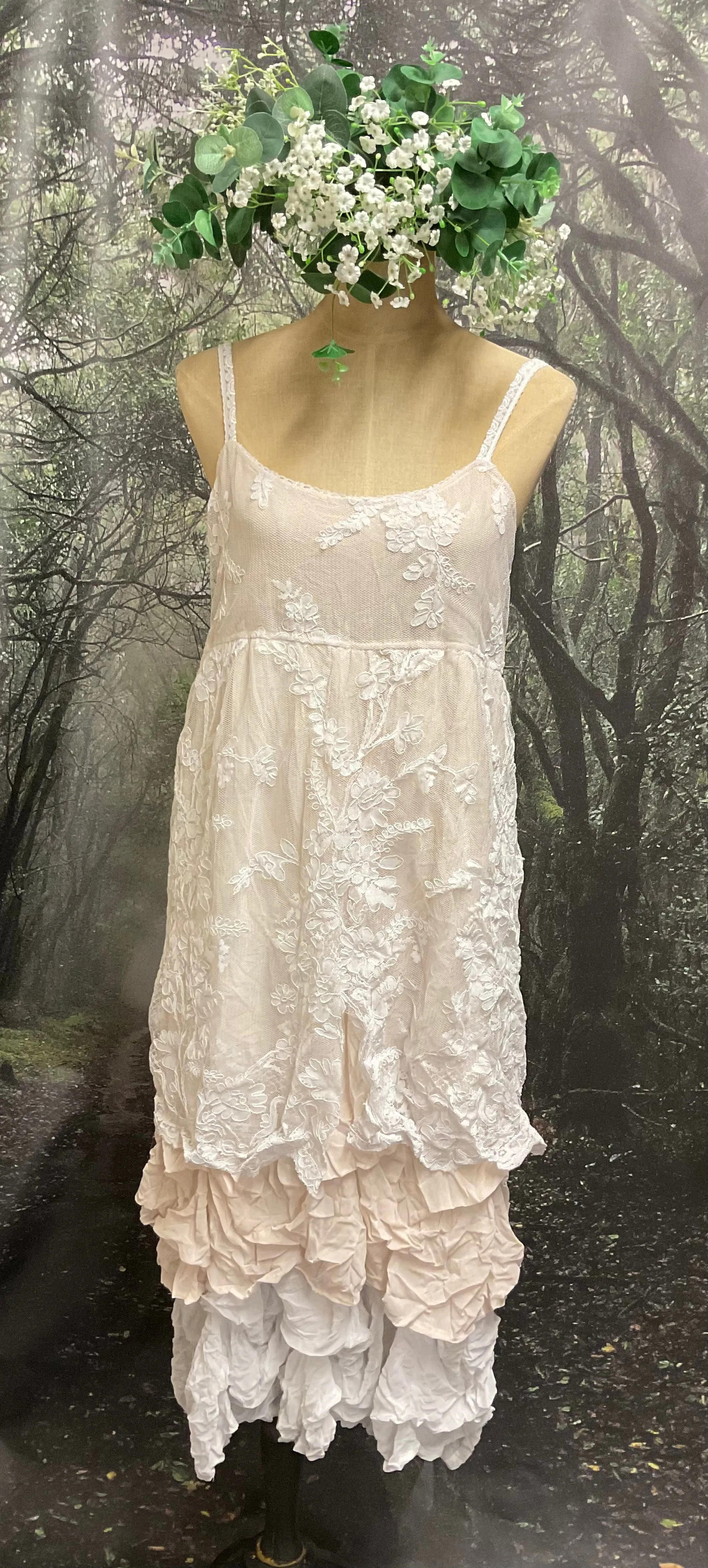 #5149 Lace and chiffon layered slip dress