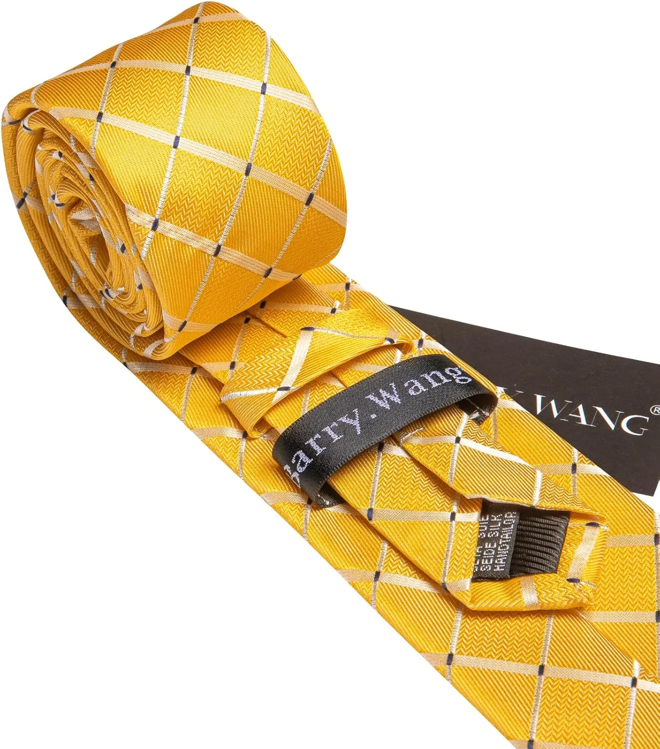 Barry.Wang Tie Sets Man Silk Solid Plaid Skinny Extra Long Necktie Collar Pin Pocket Square Cufflinks Business Wedding