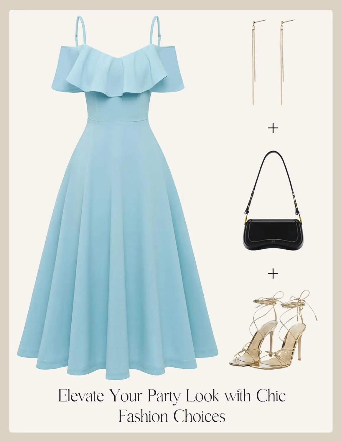 Bbonlinedress Womens Off Shoulder Summer Wedding Guest Dress Formal Cocktail Prom Graduation Homecoming A-line Midi Dress