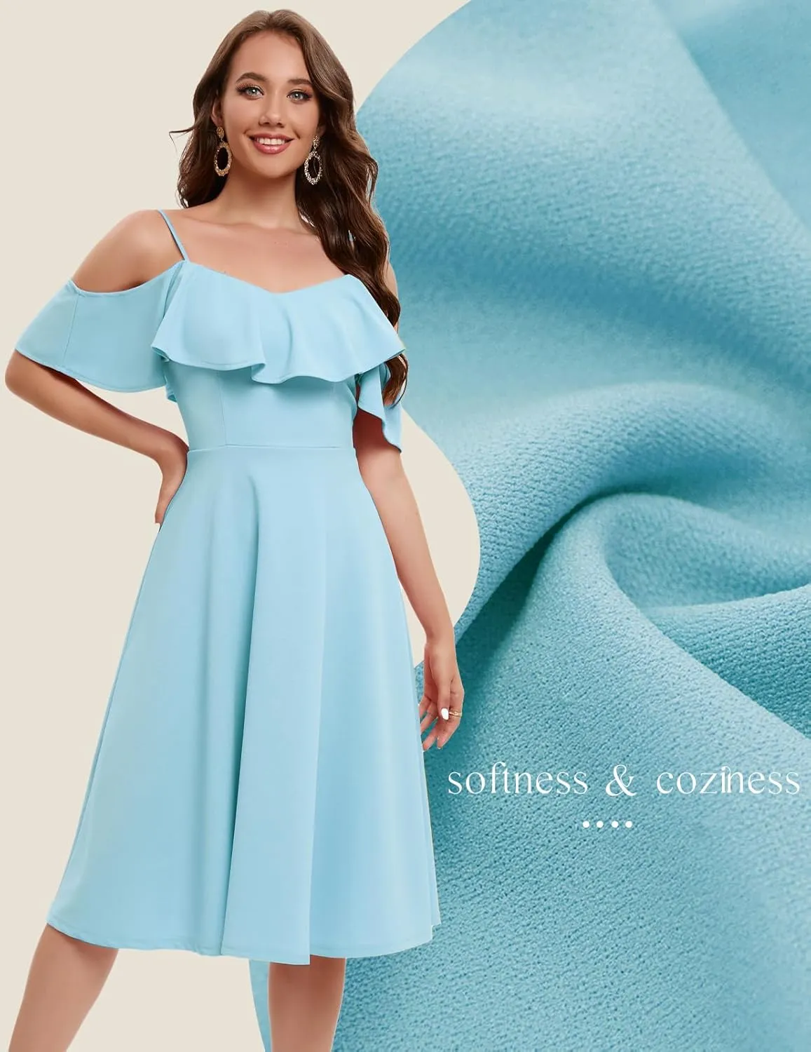 Bbonlinedress Womens Off Shoulder Summer Wedding Guest Dress Formal Cocktail Prom Graduation Homecoming A-line Midi Dress