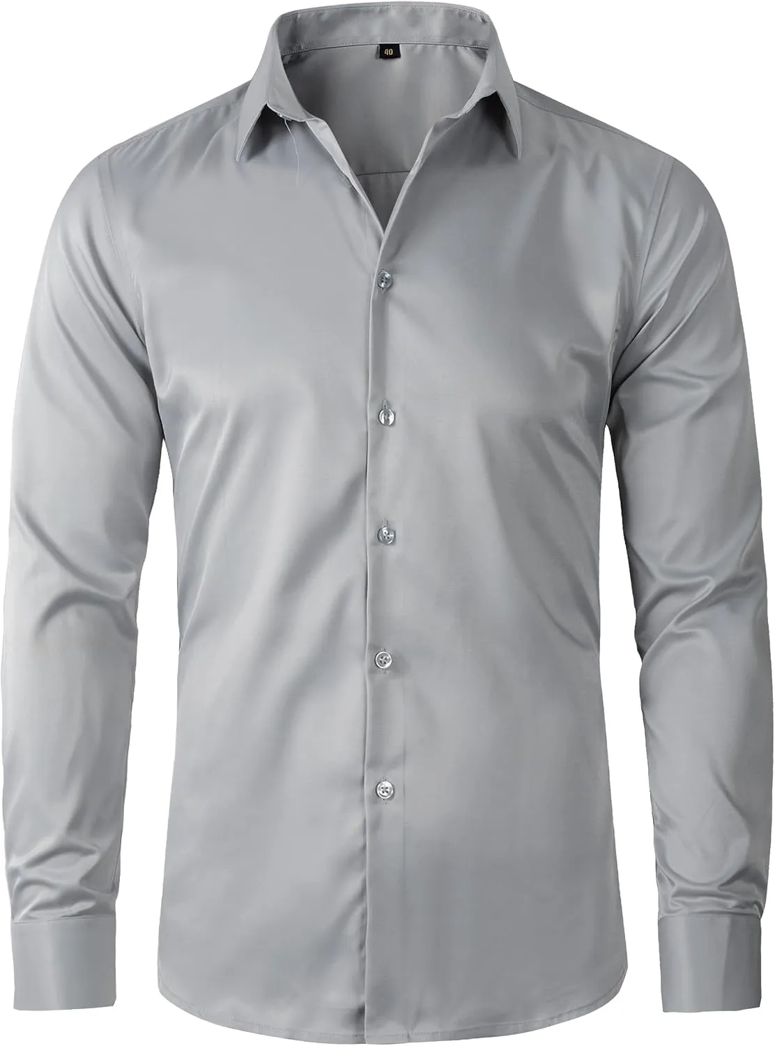 Beninos Men's Dress Shirts Solid Long Sleeve Texture Formal Shirt Business Casual Button Down Shirts
