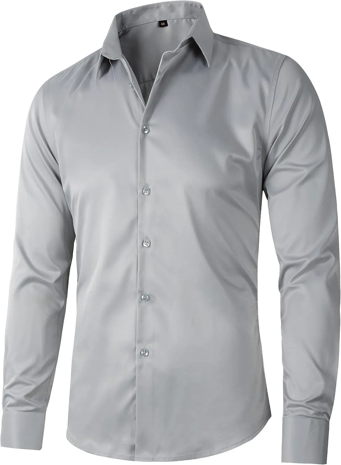 Beninos Men's Dress Shirts Solid Long Sleeve Texture Formal Shirt Business Casual Button Down Shirts