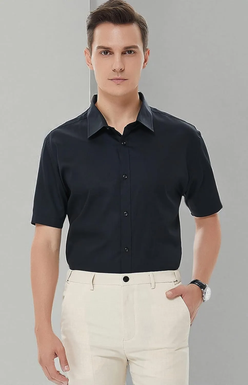 Beninos Men's Short Sleeve Dress Shirt