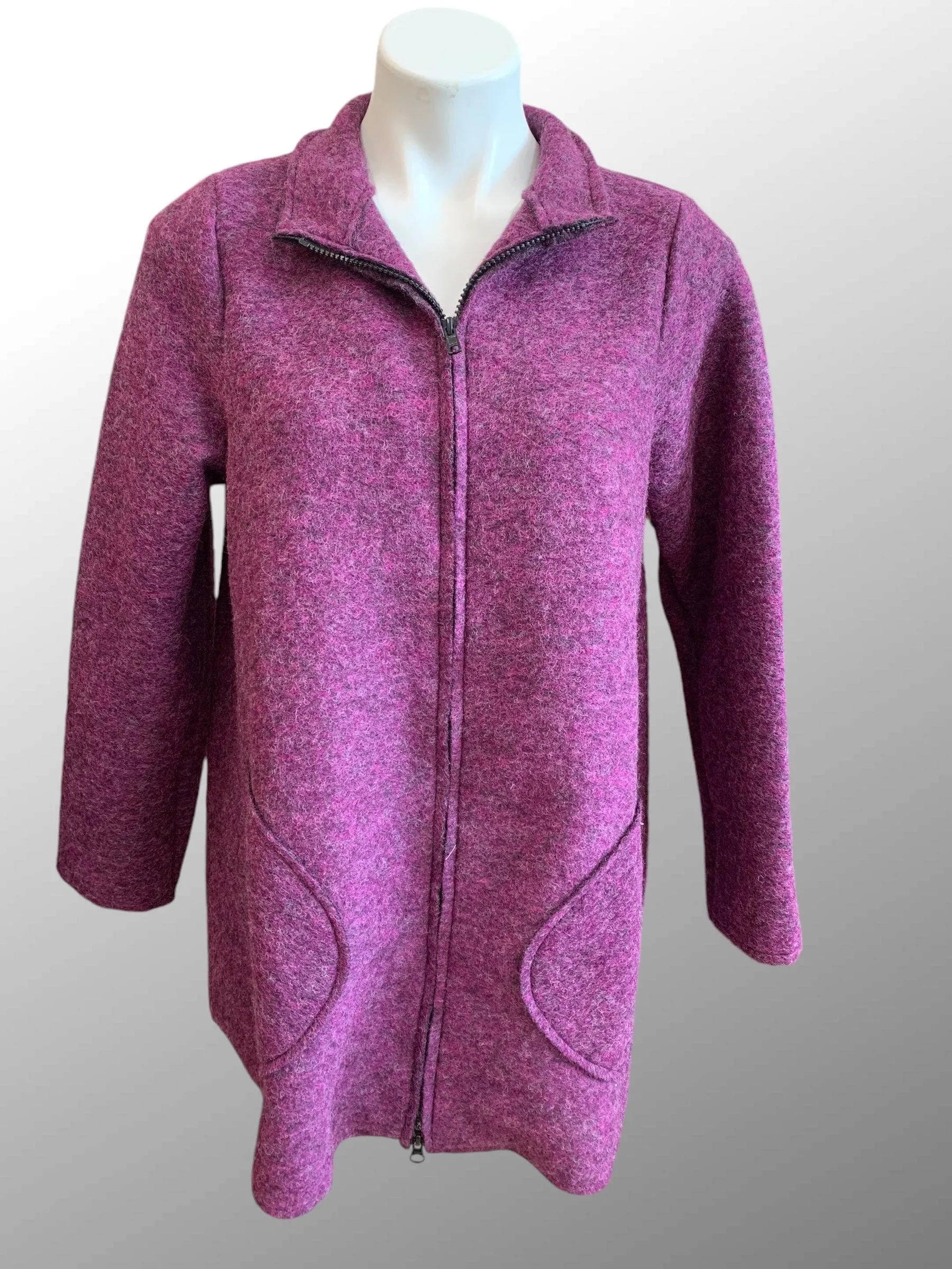Boiled Wool Zip Swing Jacket