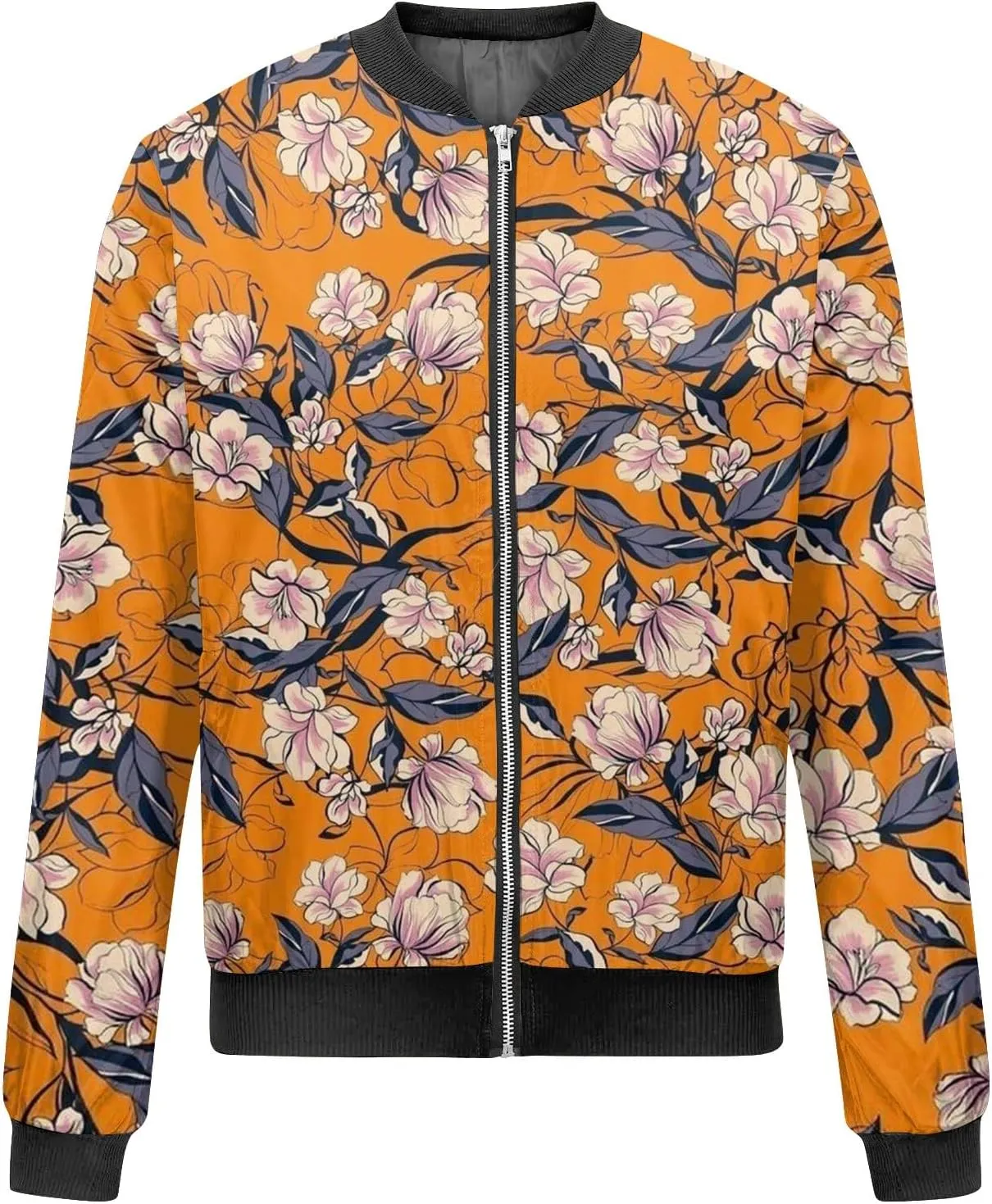 Bomber Jacket Gifts for Women Fashion Floral Pattern Coat Lightweight Zip Up Outwears Fall Winter Heated Jacket