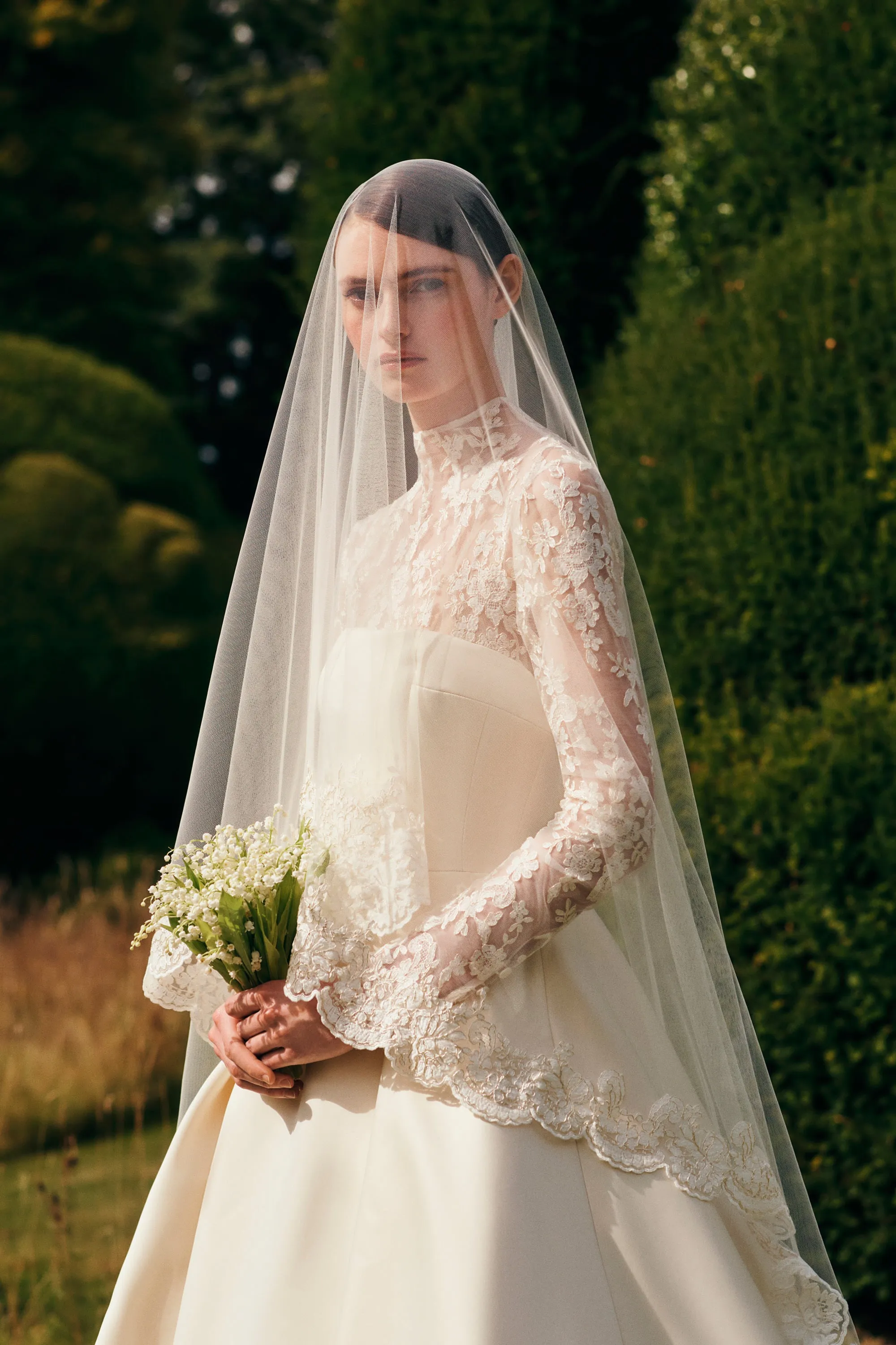Chantal Bridal Dress in Satin Doppio with Lace