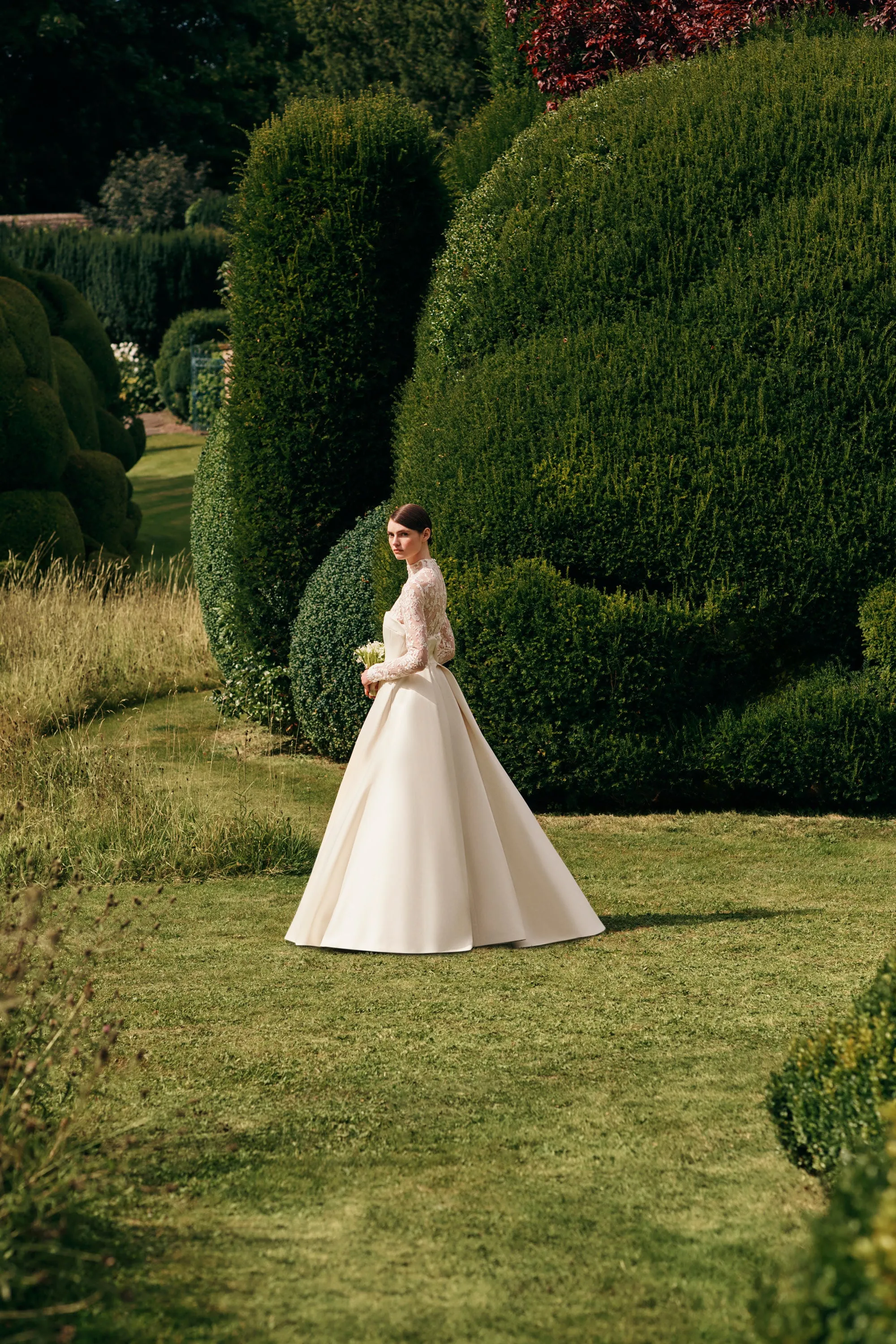 Chantal Bridal Dress in Satin Doppio with Lace