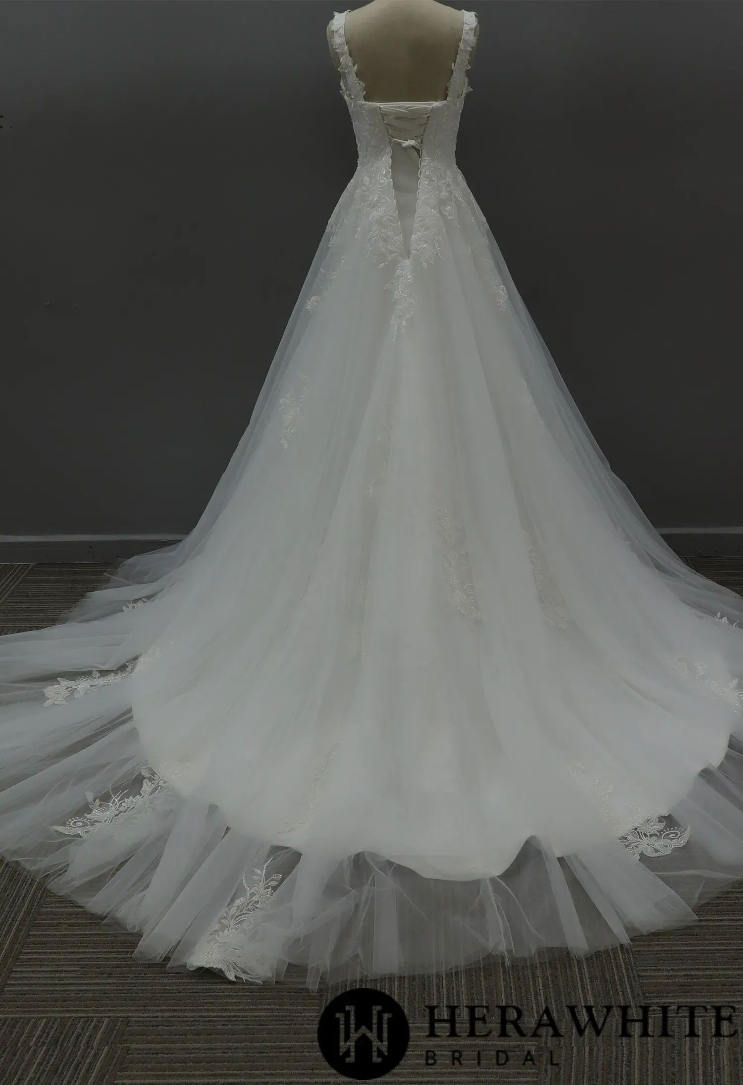 Classic Beaded Square Neckline Corset Wedding Dress