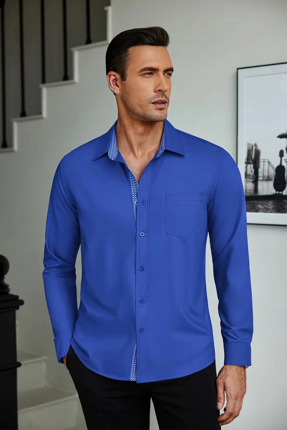 COOFANDY Mens Dress Shirts Long Sleeve Button Down Shirts Untucked Wrinkle-Free Business Casual Shirts