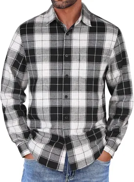 COOFANDY Mens Flannel Shirts Long Sleeve Button Down Shirt with Pocket Casual Shirts Work Shirts for Men