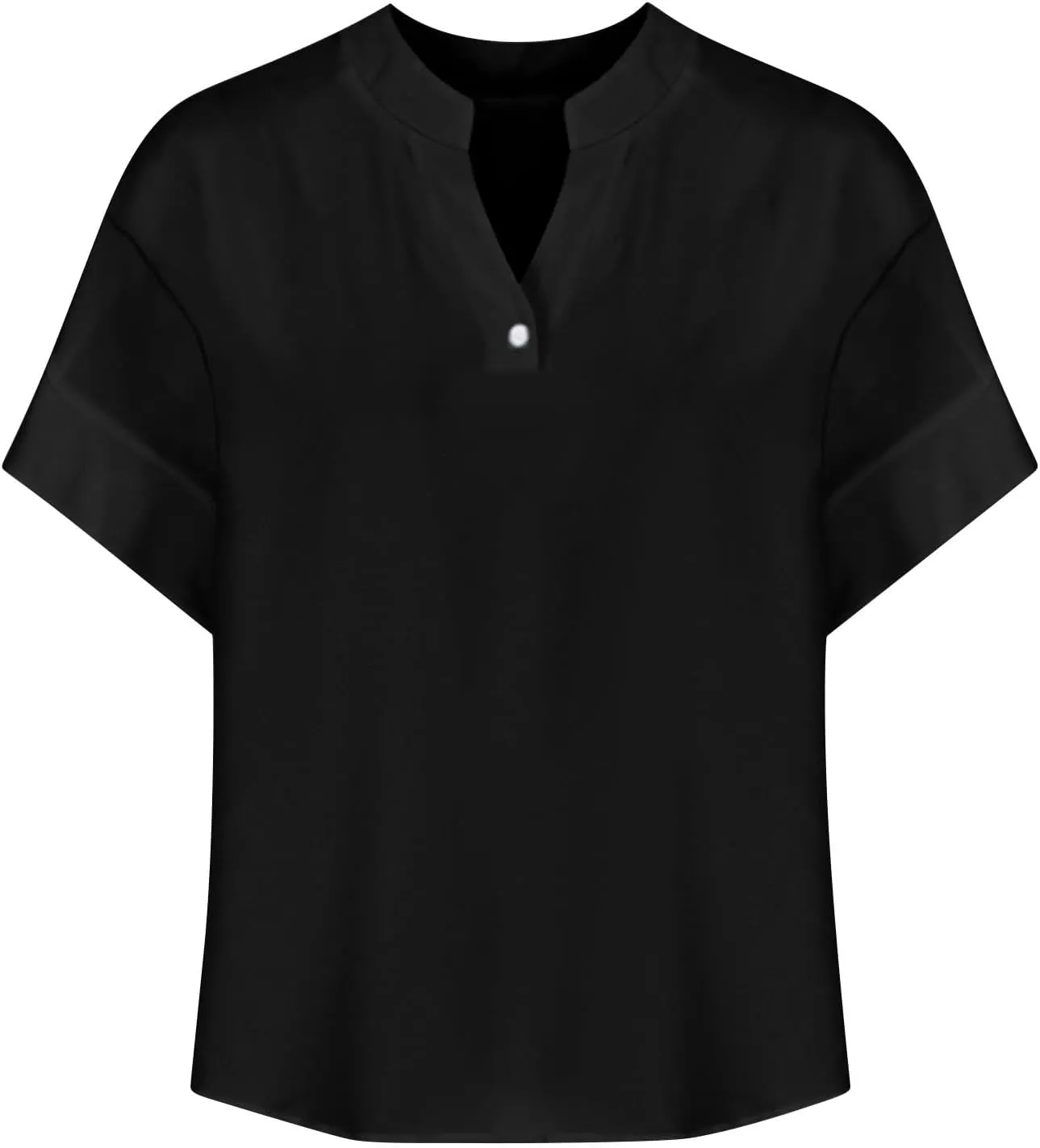 Cotton Linen Shirts for Women 2025 Summer Short Sleeve V Neck Button Down Tops Dressy Casual Oversized Tshirts