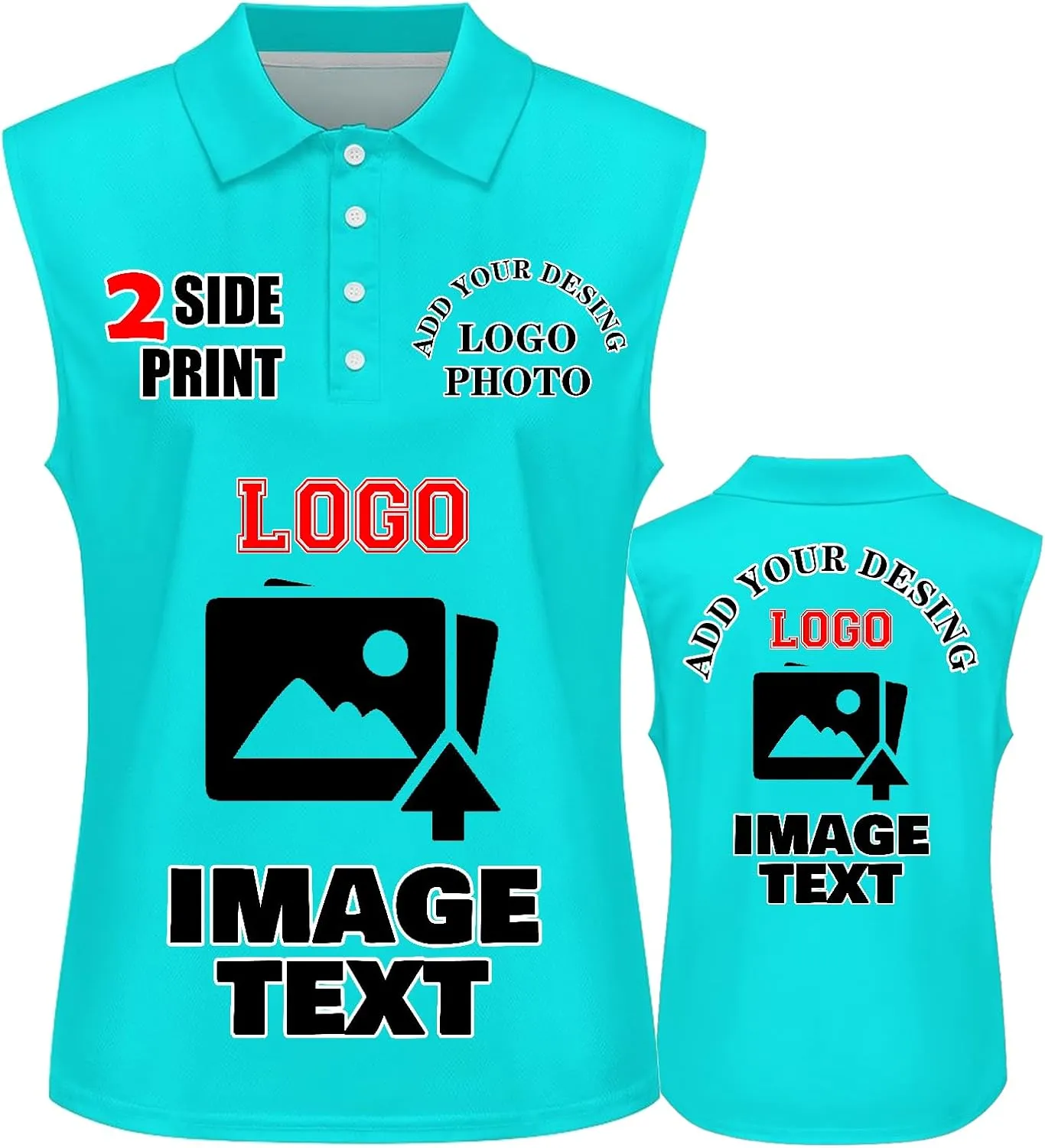 Custom Polo Shirts for Women Personalized Tank Polo Shirts with Logo Text Picture Customized Sleeveless Shirts