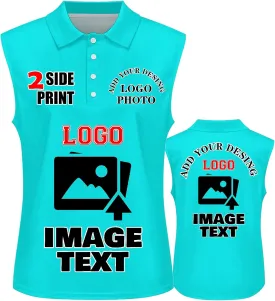 Custom Polo Shirts for Women Personalized Tank Polo Shirts with Logo Text Picture Customized Sleeveless Shirts