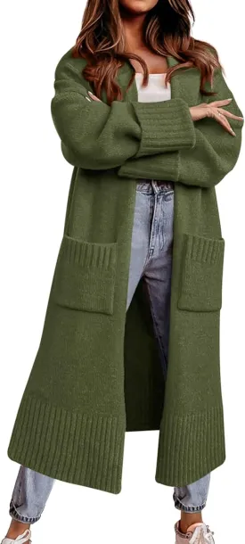 Danedvi Long Cardigan Sweaters for Women 2025 Fall Open Front Knit Oversized Cardigans Duster Coat with Pockets