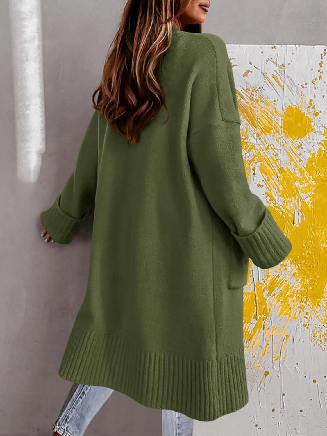 Danedvi Long Cardigan Sweaters for Women 2025 Fall Open Front Knit Oversized Cardigans Duster Coat with Pockets