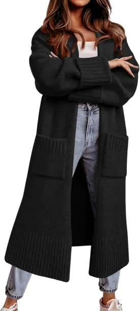Danedvi Long Cardigan Sweaters for Women 2025 Fall Open Front Knit Oversized Cardigans Duster Coat with Pockets