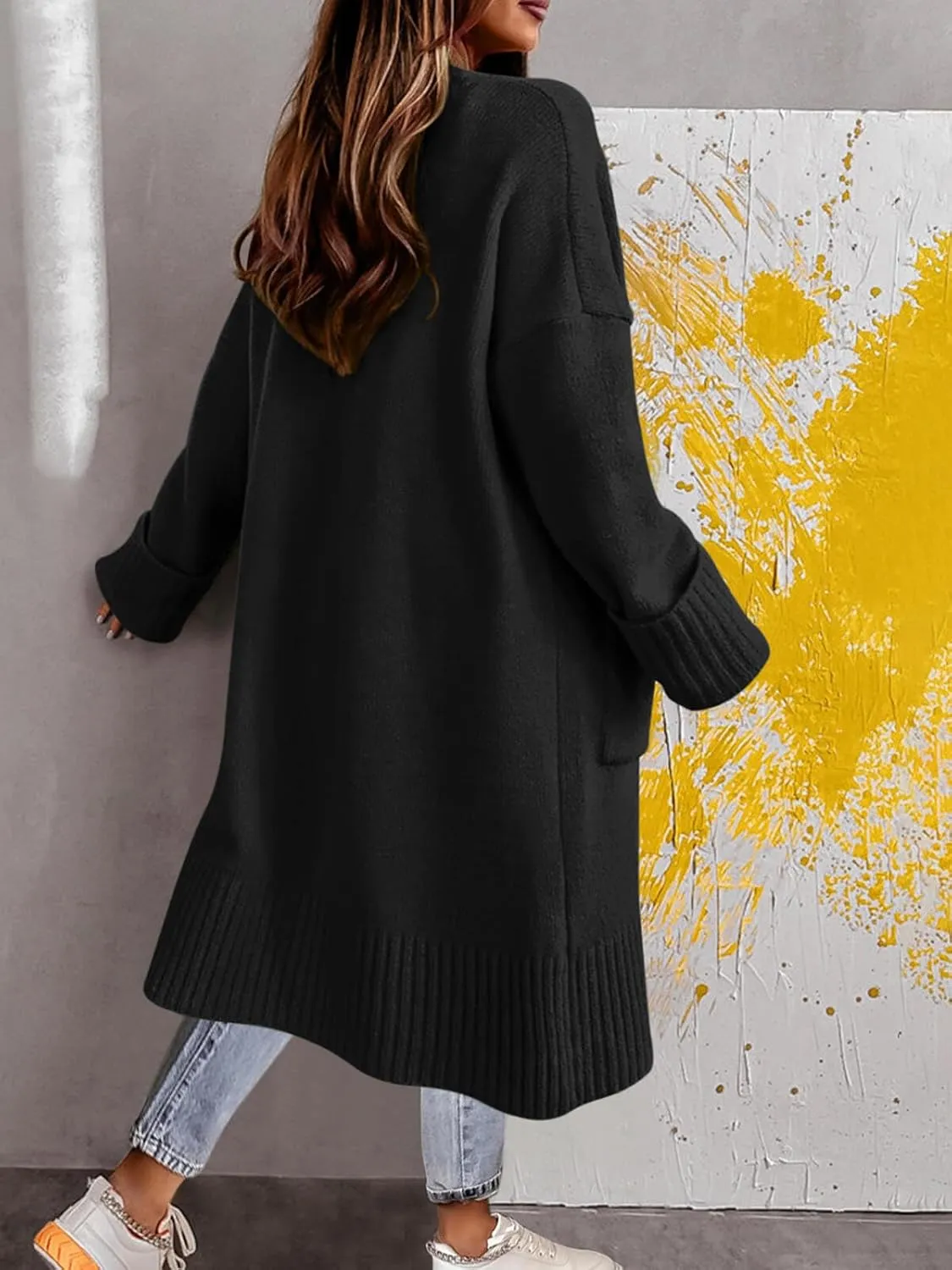 Danedvi Long Cardigan Sweaters for Women 2025 Fall Open Front Knit Oversized Cardigans Duster Coat with Pockets