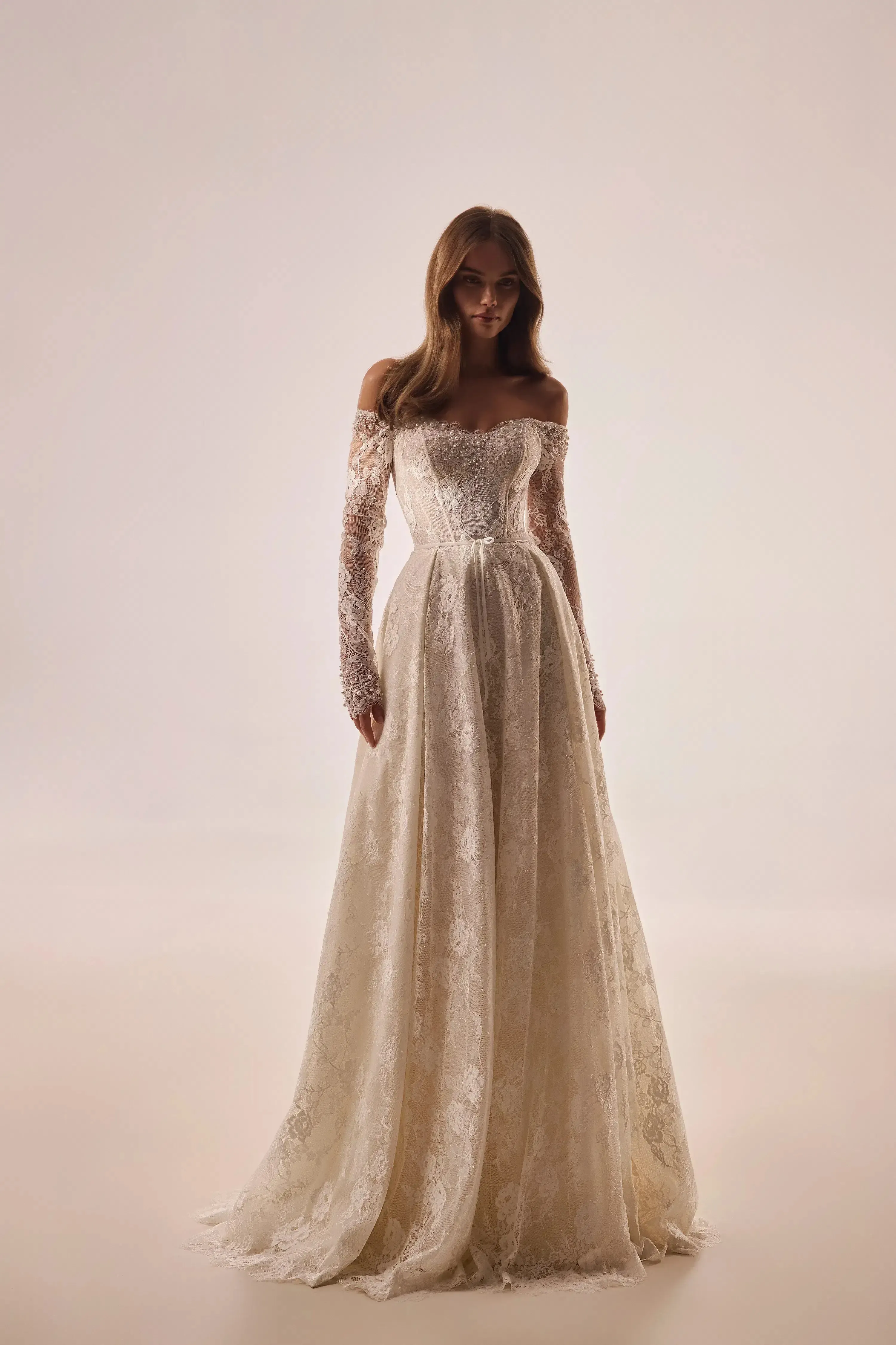Dominic - Aline Lace Wedding Dress with Sleeves