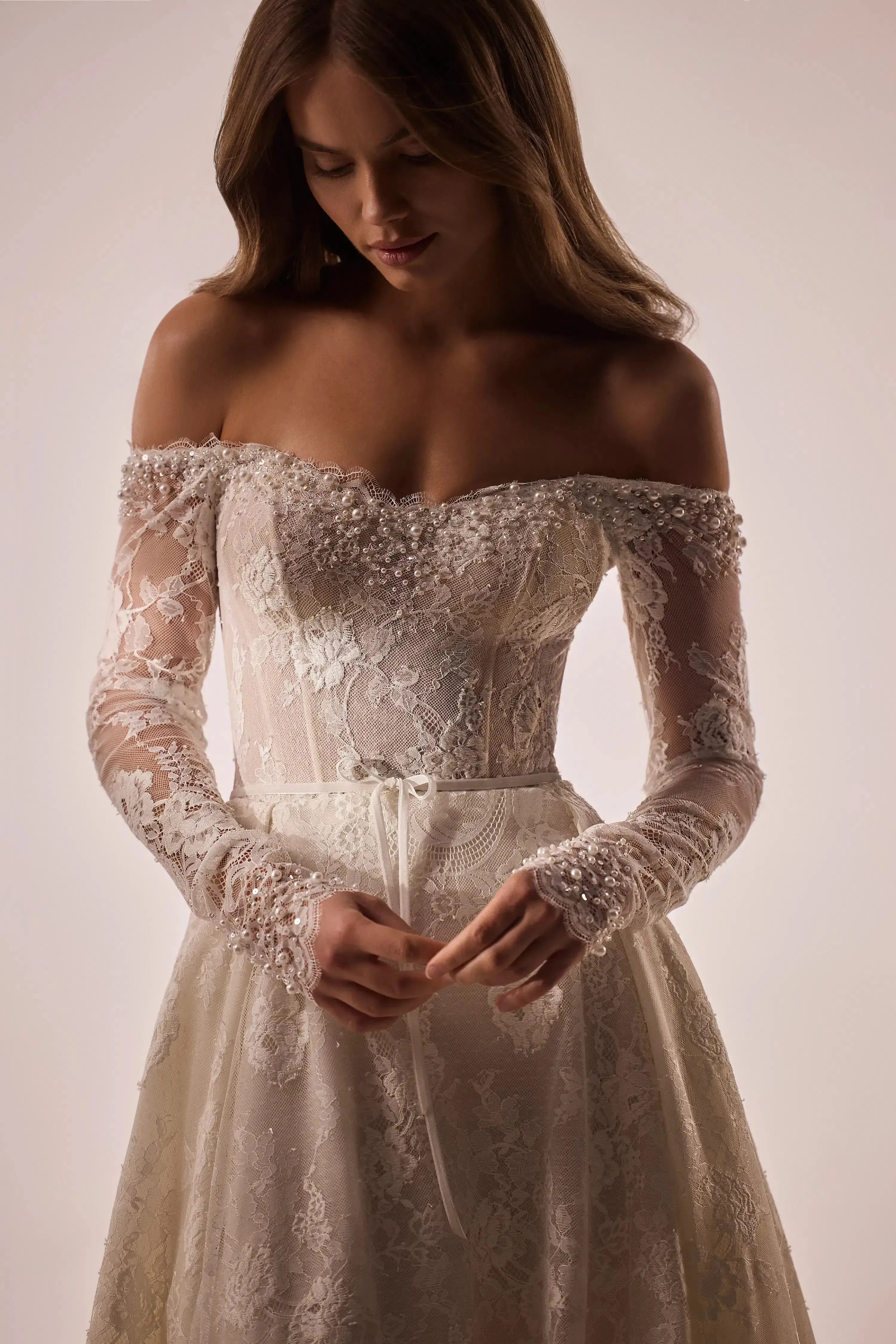 Dominic - Aline Lace Wedding Dress with Sleeves