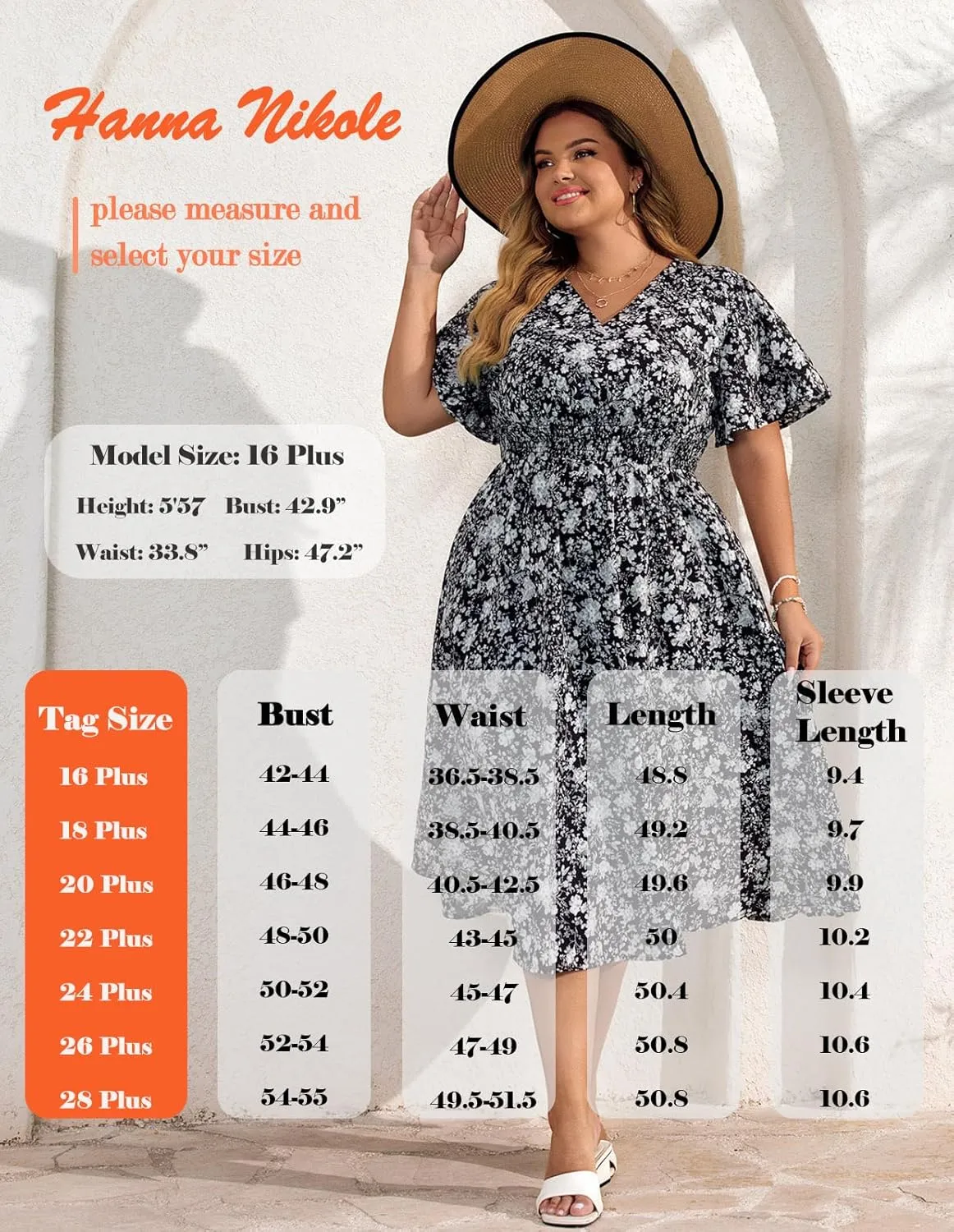Hanna Nikole Women's Plus Size Summer Floral Dress Casual Short Sleeve Sundress Swing A Line Maxi Dresses with Pockets