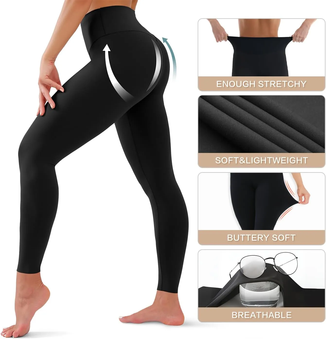 High Waisted Leggings for Women - Tummy Control Yoga Pants for Workout Running Athletic Women's Leggings Plus Size
