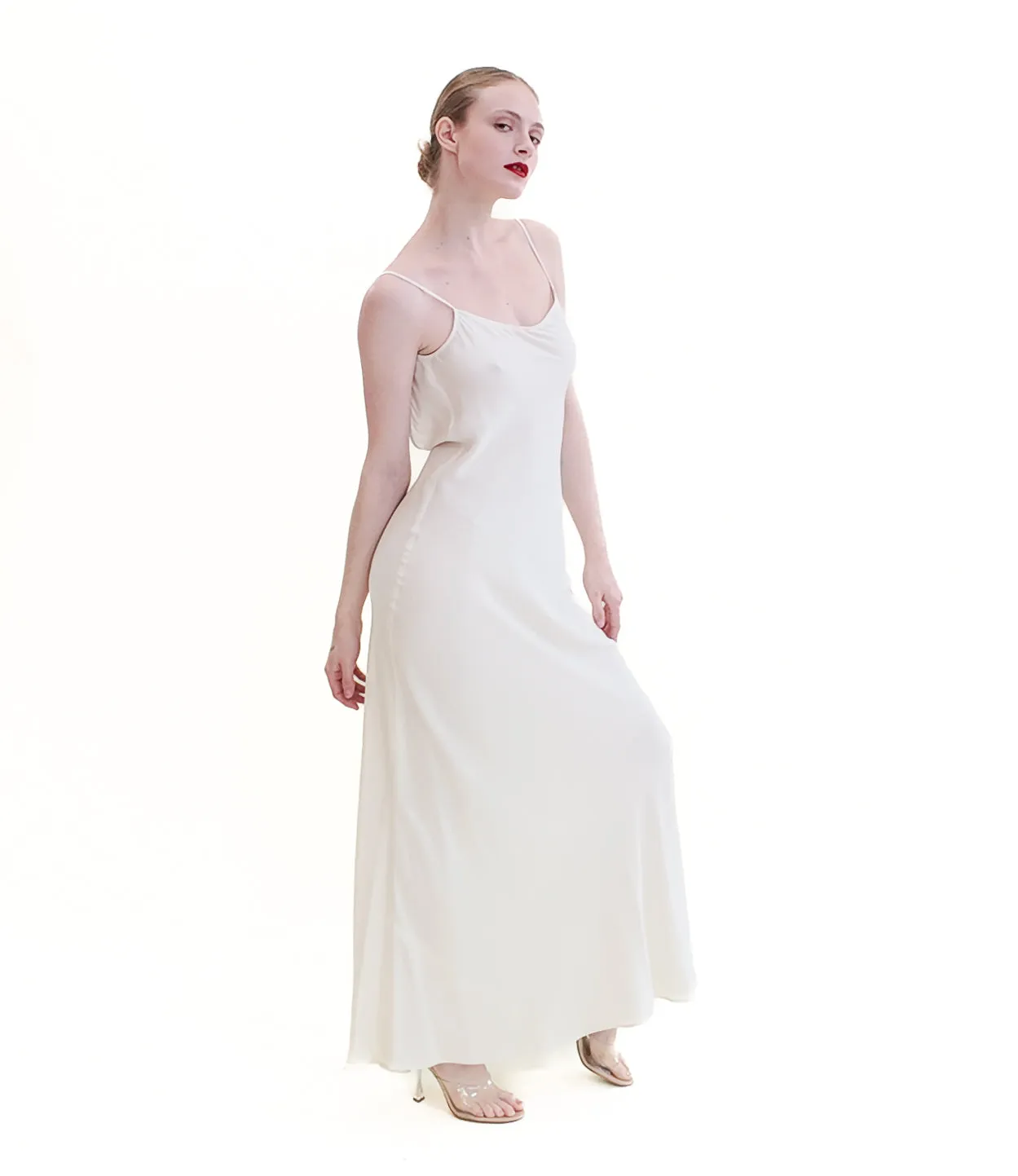 Jane Booke White Low Back Slip Dress