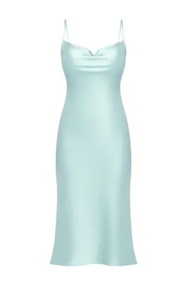 Janna Mint Silk Slip Dress