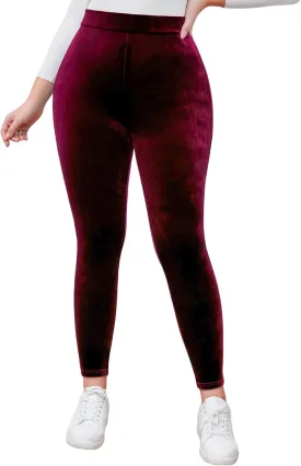 Kedera Women's High Waist Velvet Elastic Leggings Velvet Warm Yoga Pants Buttery Soft Velour Leggings