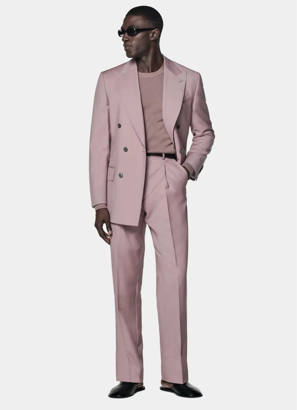 Kromoc Men's Suit Blazer Party Wedding Formal Peak Lapel Double Breasted Buttons Coat