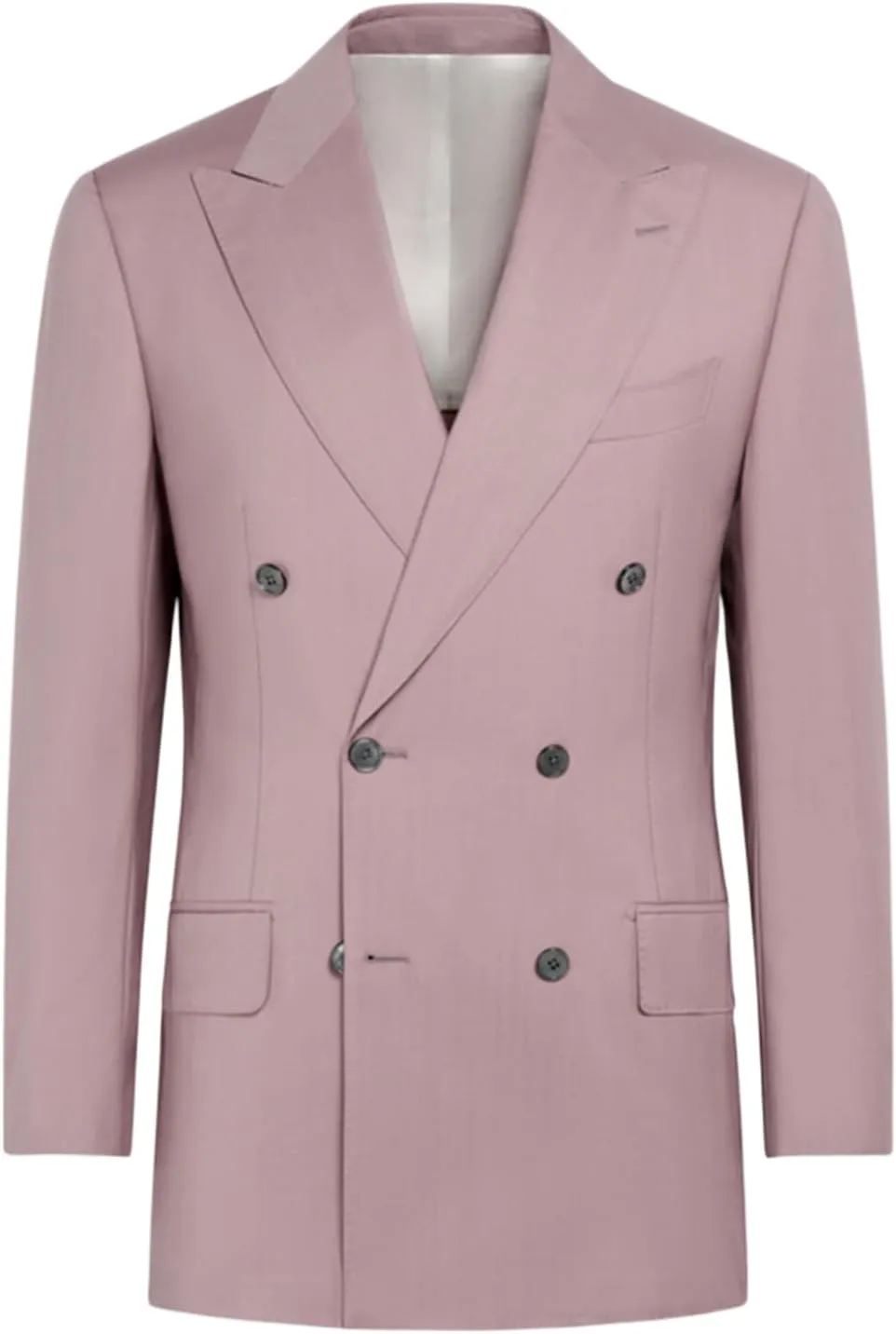 Kromoc Men's Suit Blazer Party Wedding Formal Peak Lapel Double Breasted Buttons Coat