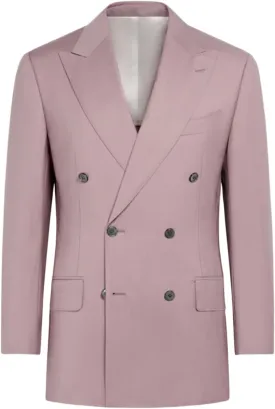 Kromoc Men's Suit Blazer Party Wedding Formal Peak Lapel Double Breasted Buttons Coat