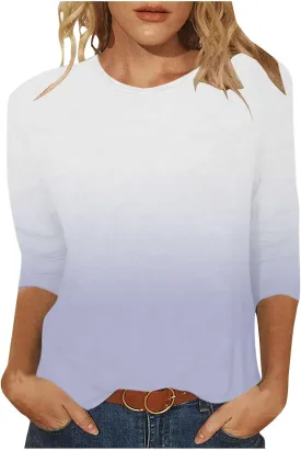 Kuluzego Women 3/4 Sleeve Tshirts Loose Fit Long Tops Tee for Women Crewneck Summer Fall Shirts 2025 Y2K 88