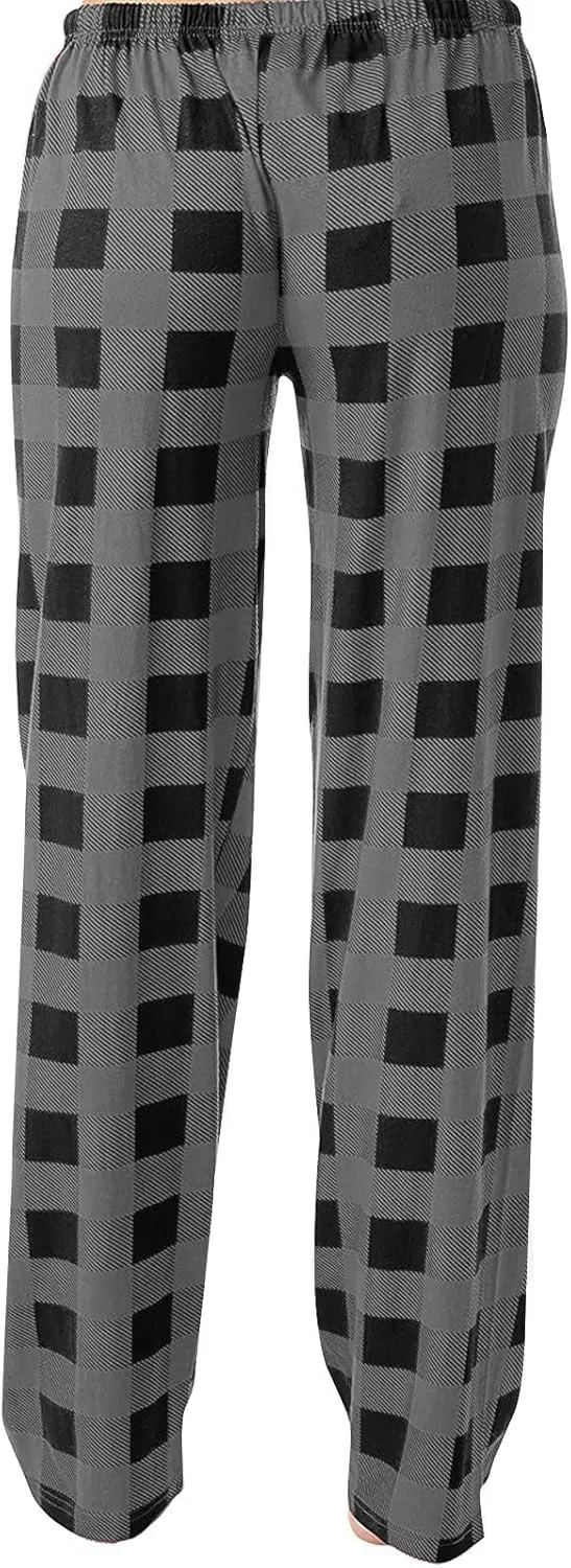Ladies Drawstring Plaid Printed Casual Dressy Loose Fit Fashion Pants