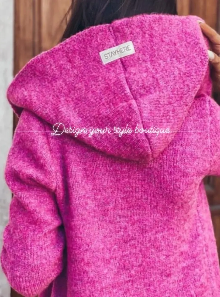 Ladies Longline Cardigan/ amaranth