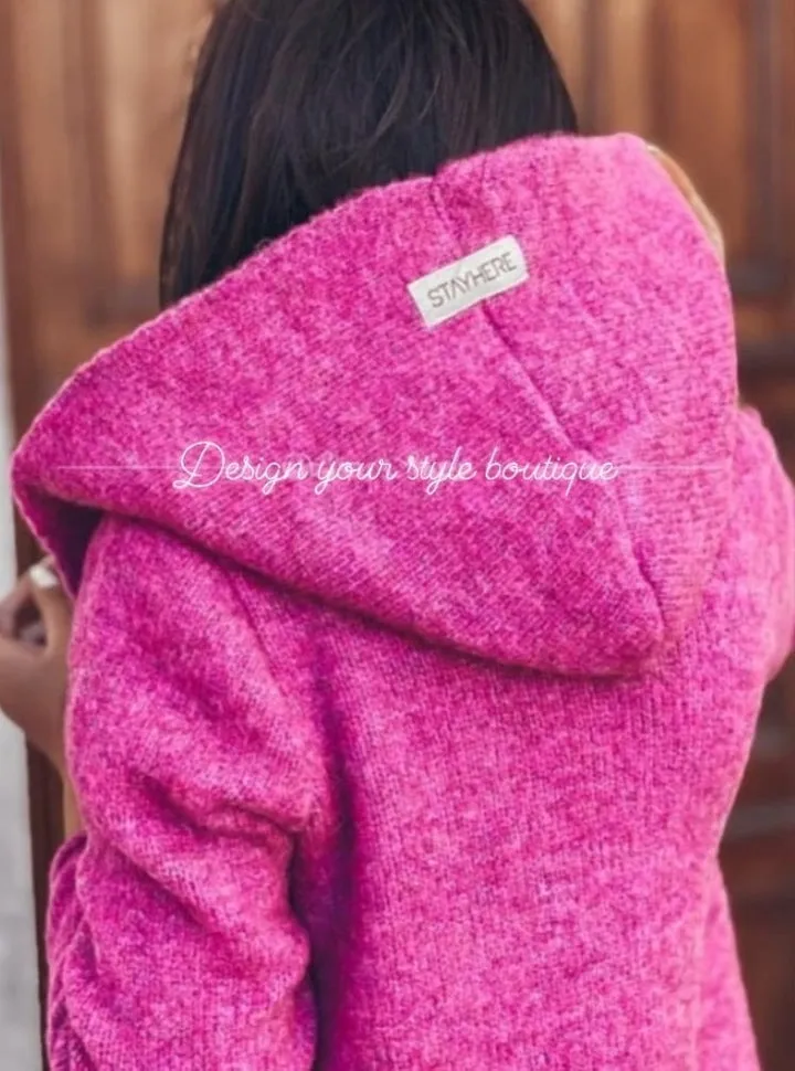Ladies Longline Cardigan/ amaranth