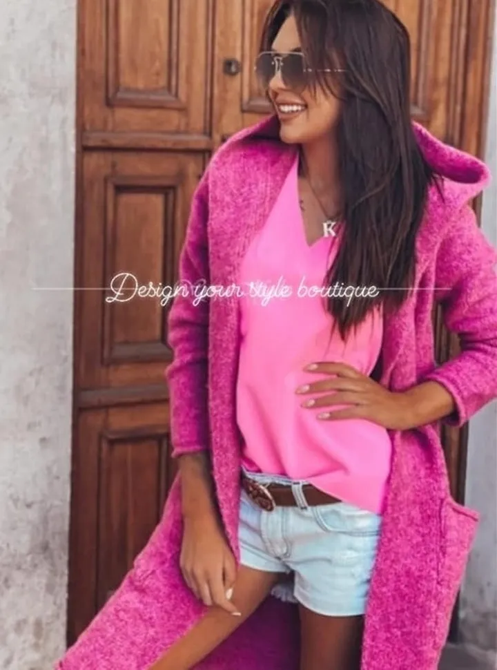 Ladies Longline Cardigan/ amaranth