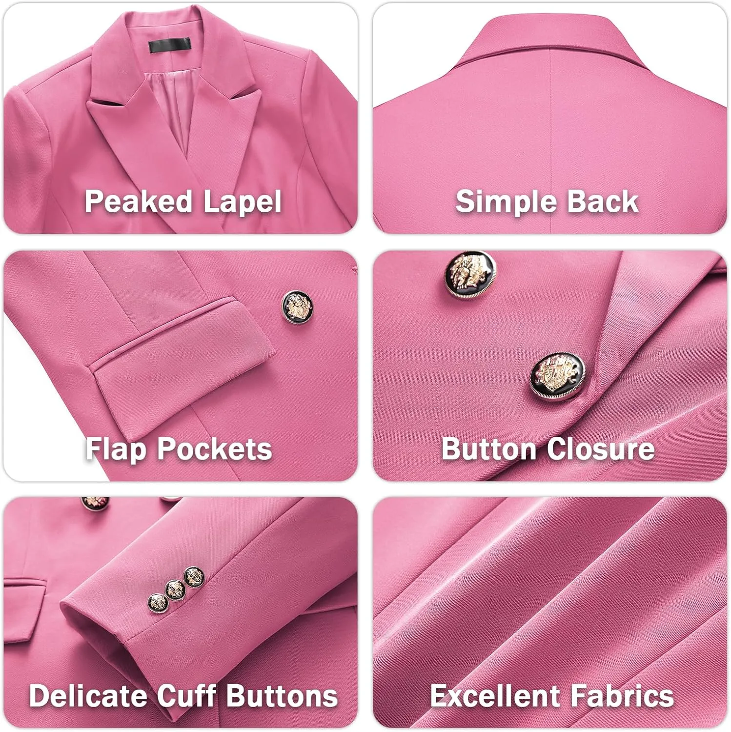 Lamgool Women's 2 Piece Set Double Breasted Blazer and Pants Suit Business Outfits for Work Office