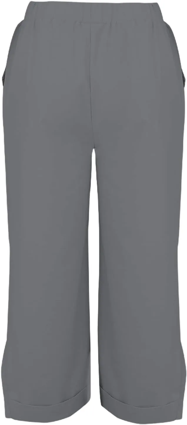 Linen Pants for Women Trendy Solid Straight Elastic Pant Long Drawstring Waist Cotton Casual Slit Plus Size Trousers