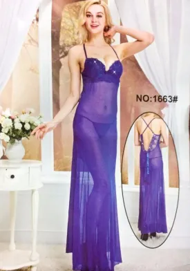 Long Net Nighty Sleeveless For Women - CPG-1663