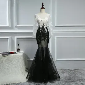 Long Prom Dresses, Long Sleeve Prom Dresses, Mermaid Party Prom Dresses, Tulle Prom Dresses, Beading Prom Dresses, Applique Prom Dresses Online, LB0288