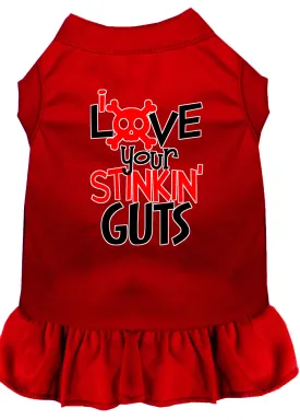 Love Your Stinkin Guts Screen Print Dog Dress Red Xl