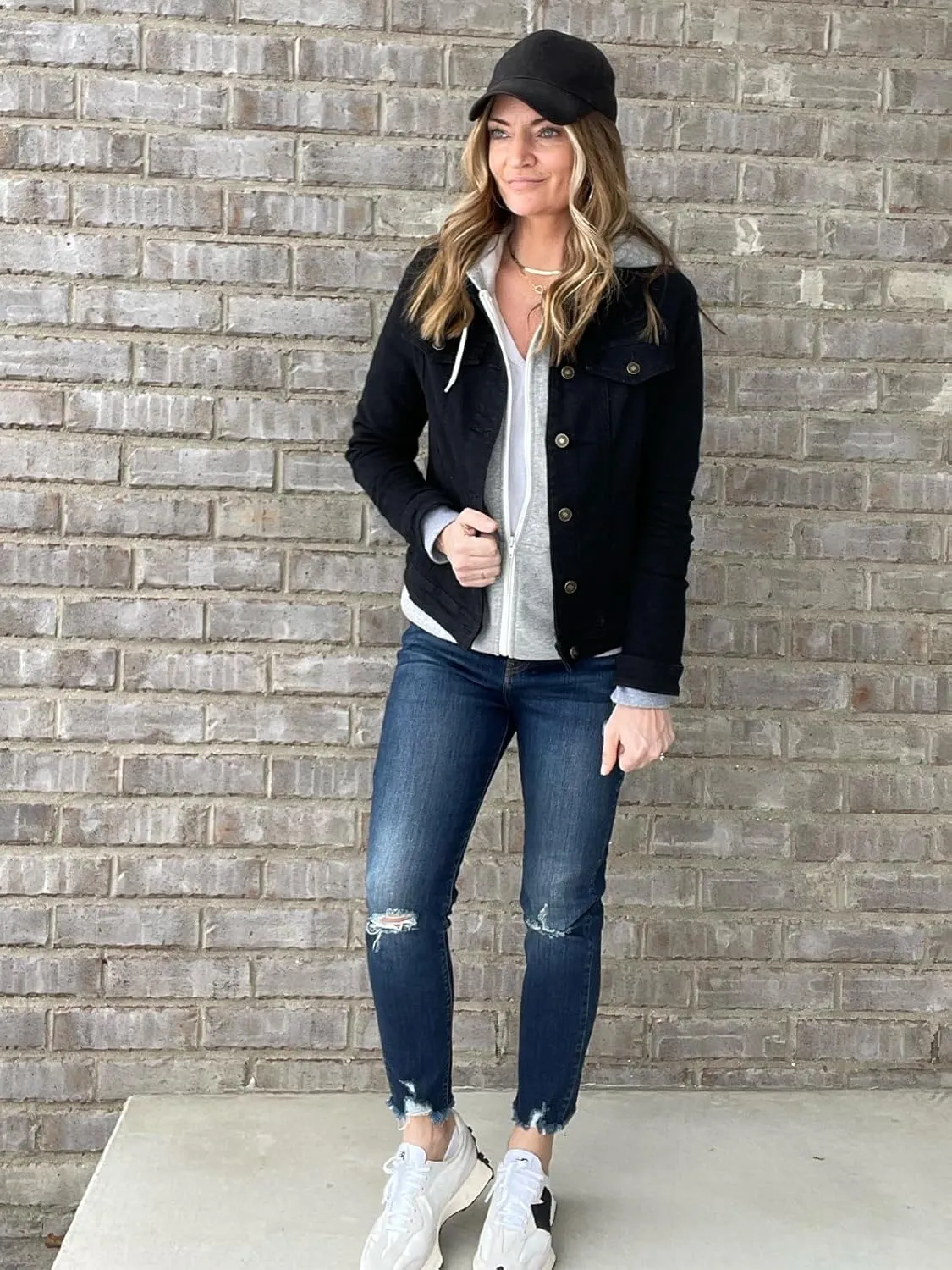 luvamia Women's Basic Button Down Stretch Fitted Long Sleeves Denim Jean Jacket