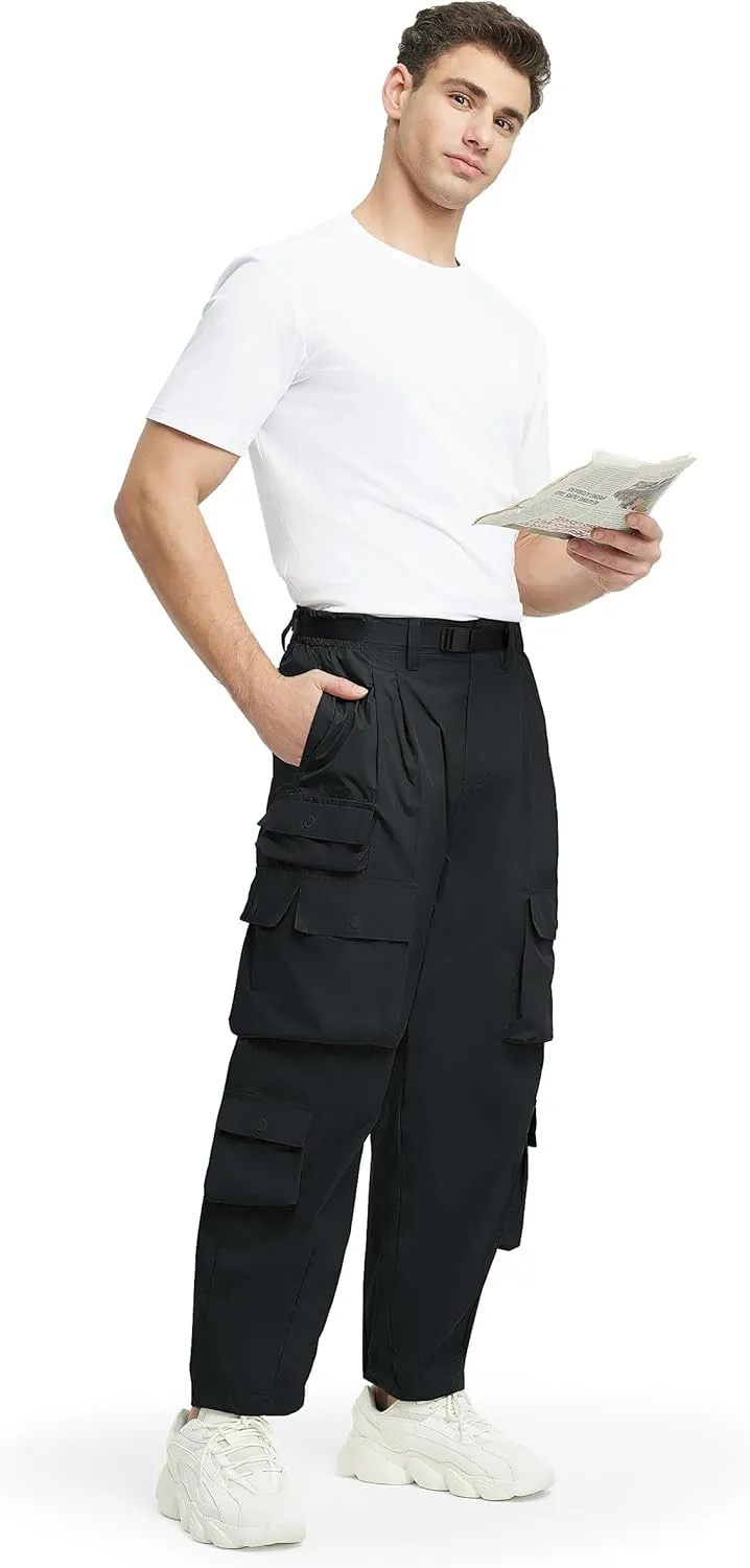 Mens Casual Pants Hiking Pants Cargo Pants Loose Elastic Waist Running Joggers Outdoor Pants
