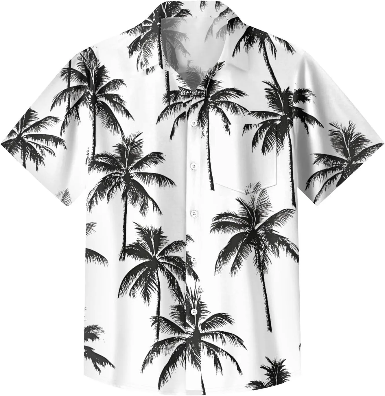 Mens Hawaiian Shirt Short Sleeve Button Down Shirts Palm Tree Floral Printed Casual Slim Fit Tops with Pocket