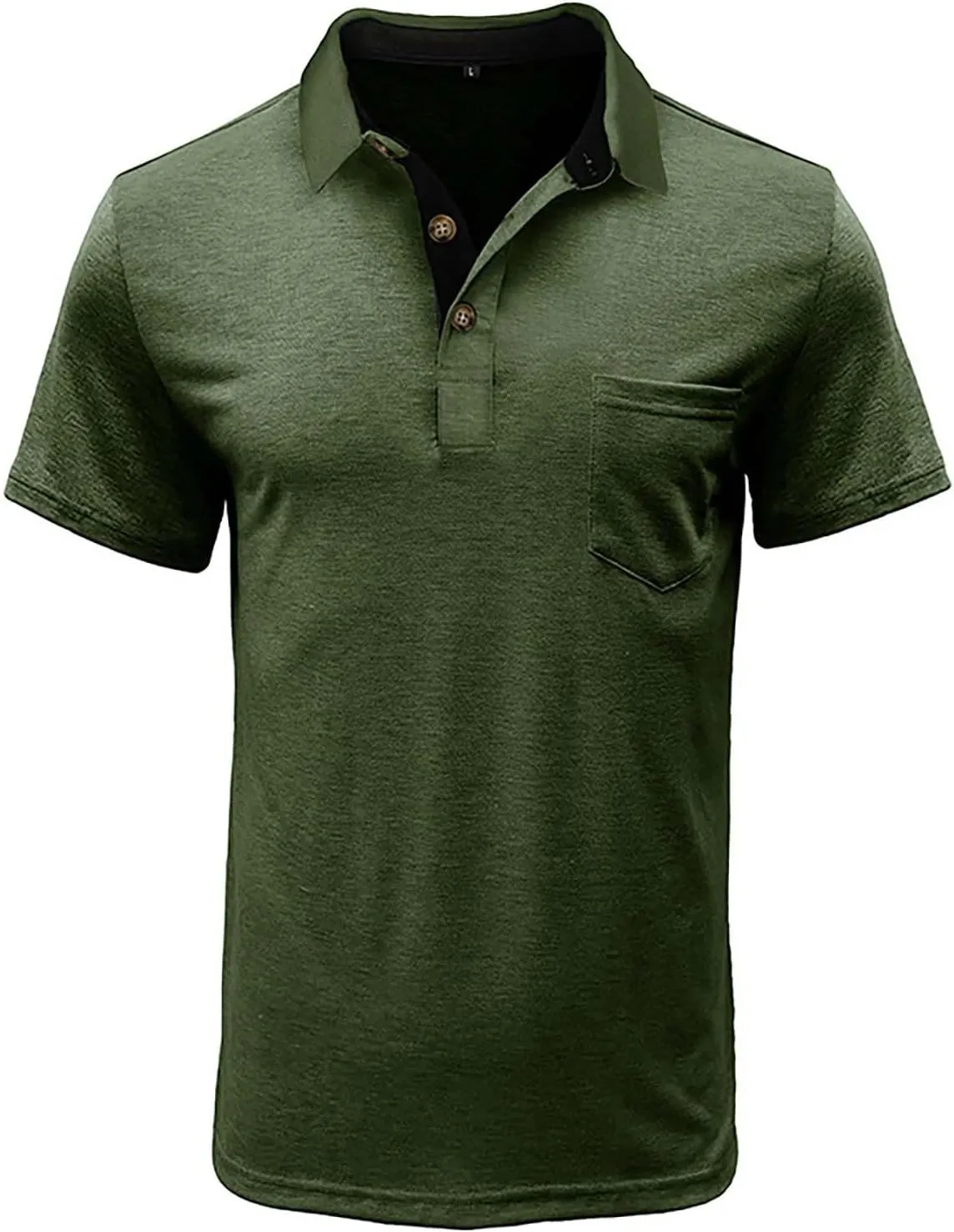 Men's Polo Shirts Summer Short Sleeve Casual 3 Button T-Shirts Classic Basic Golf Work Tees Tops with Pocket