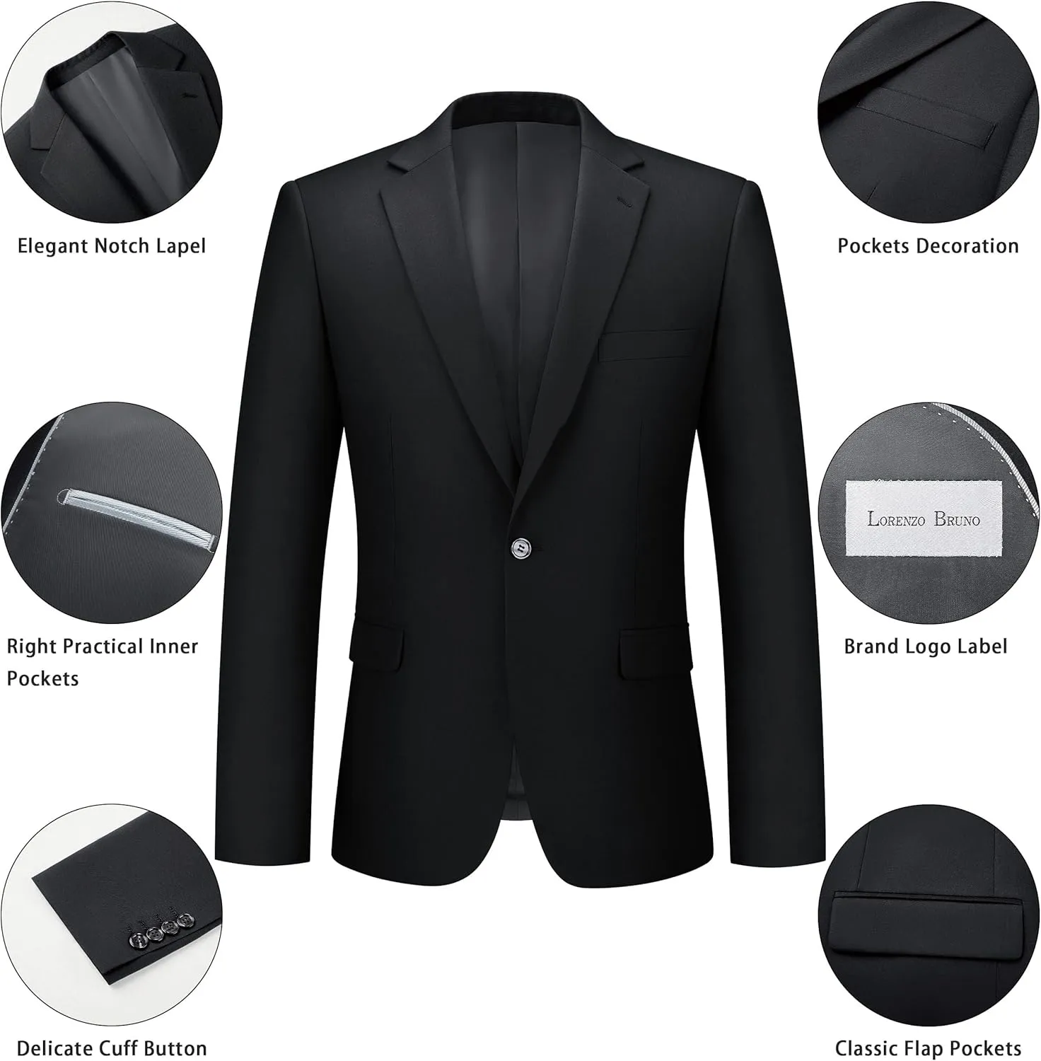 Mens Suit 2 Piece Suits for Men One Button Slim Fit Solid Jacket & Pants Tuxedo Set Business Wedding Party